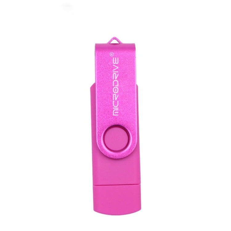 MicroDrive 32GB USB 2.0 Mobile Computer Dual-use Rotating OTG Metal U Disk (Pink) - USB Flash Drives by MicroDrive | Online Shopping UK | buy2fix