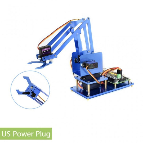 Kit bras robot en métal Waveshare 4-DOF pour Raspberry Pi, télécommande Bluetooth/WiFi, prise US