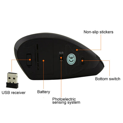 Battery Version Wireless Mouse Vertical 2.4GHz Optical Mouse (Black) - Computer & Networking by buy2fix | Online Shopping UK | buy2fix